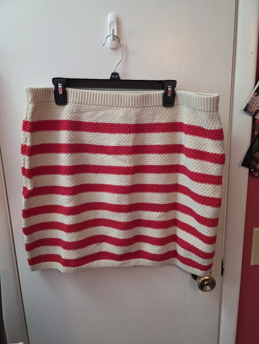 A New Day Women's Size XL Cream and Red Striped Skirt NWOT